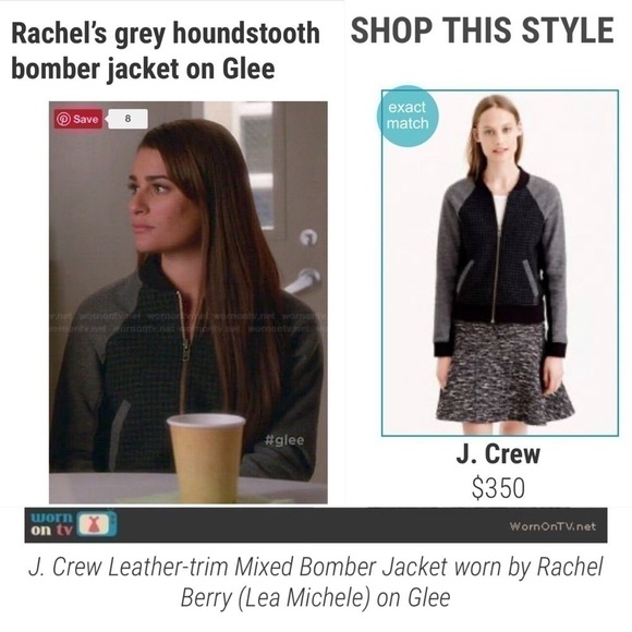 J.Crew leather & wool houndstooth zip moto bomber jacket *shop@iamwarrior - Picture 4 of 14